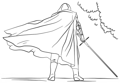 Kylo Ren With Lightsaber Coloring Page